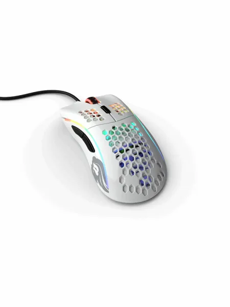 Glorious Model D - Blank Vit - Gamingmus - Optisk - 6 knappar - Vit med RGB-LED-belysning