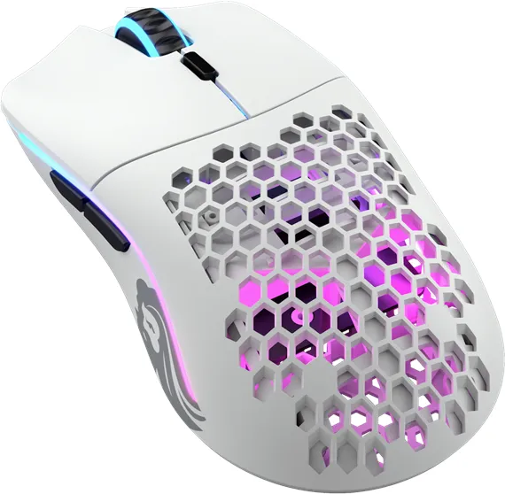 Glorious Model O Wireless - Mattvit - Gamingmus - Optisk - 6 knappar - Vit med RGB LED-belysning